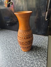 Hand carved wooden vase - wooden, 16