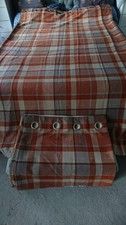 NEXT LINED HIGHLAND CHECK  RING TOP  WOVEN CURTAINS NEUTRAL/RUST 53X92" PLZ READ