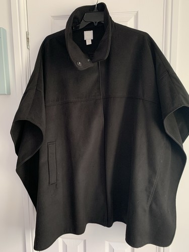 Black fleece cape coat - fleece,