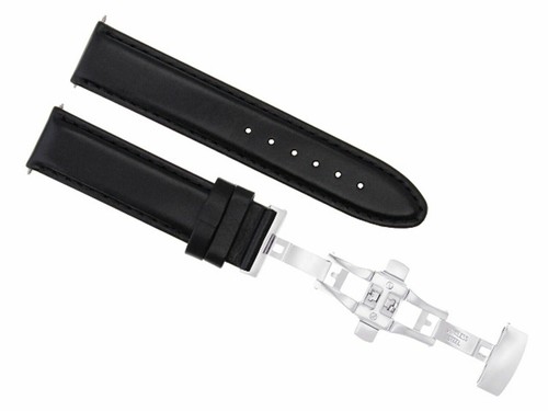 20mm black leather replacement - black,