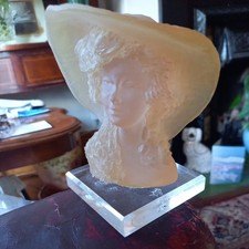 Vintage Art Deco Lady Head Bust Display  so  unusual  beautiful  carved looking 