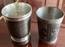 2 Antique Pewter Tumbler Cups Mullingar 