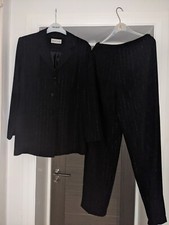 Ladies Black Reflections Trouser Suit Size 12 with silver pinstripes