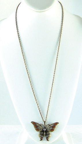 Butterfly necklace brown - necklace,
