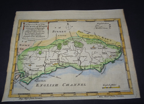 Antique map sussex john - sussex,