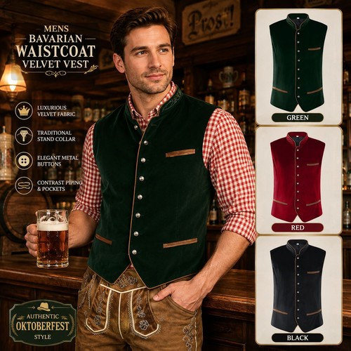 Mens bavarian waistcoat velvet - mens,