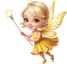 Watercolour Golden Fairy Wall Art Bedroom Nursery Vinyl Sticker Decal 6 Sizes