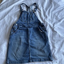 Fat Face Dungaree Pinafore Dress Womens Size 12 Blue Mid Wash Denim
