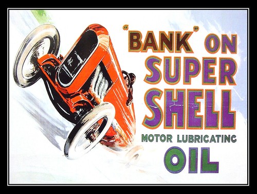 Shell motor oil - retro, metal