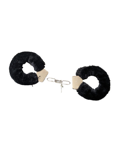 Black fluffy handcuffs - handcuffs, with
