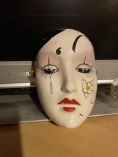 Vintage Ceramic Porcelain Piorott Face Mask for Hanging On Wall Home Decor Art