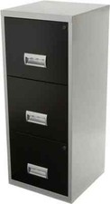 USED - Pierre Henry 2/3 Drawers Metal Filing Cabinet - White/Black/Silver