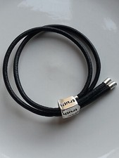 TRUTH silver PK 925 Double Strand black Cord Clip Adjustable charm bracelet