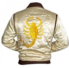 New Men's Designer Drive Scorpion Stylish Satin Fitted Ryan Gosling Movie Jacket