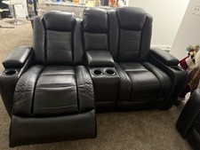 Black Faux Leather 3-Seater