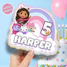 Gabbys Dollhouse cake topper - rainbow birthday - personalised - fast delivery