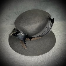 Top Hat With Feathers - Fortnum & Mason - Philip Somerville - Gray - Vintage