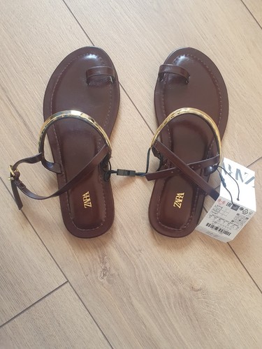 Zara flat sandals with metal - zara,