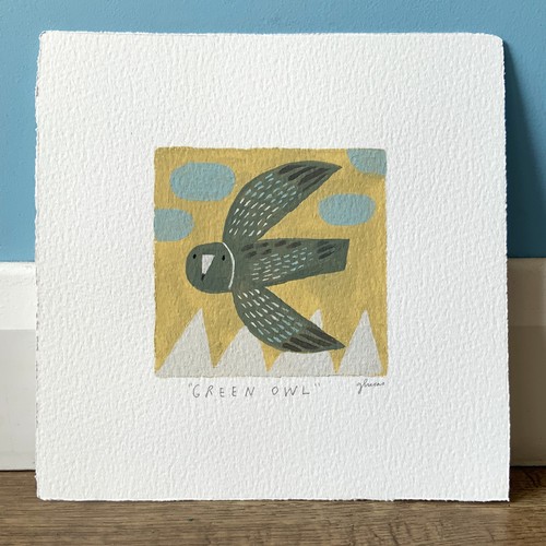 Green owl original - -,