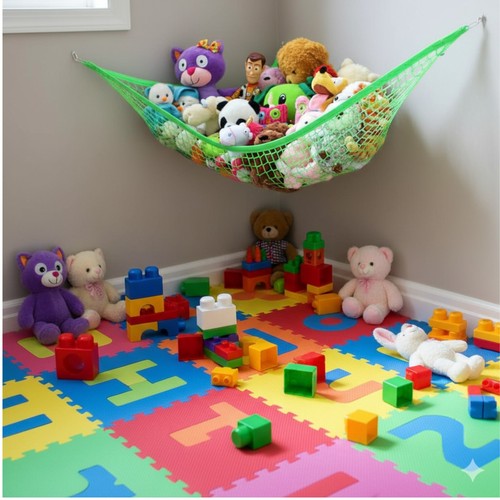 Green soft toy storage - soft, hammock