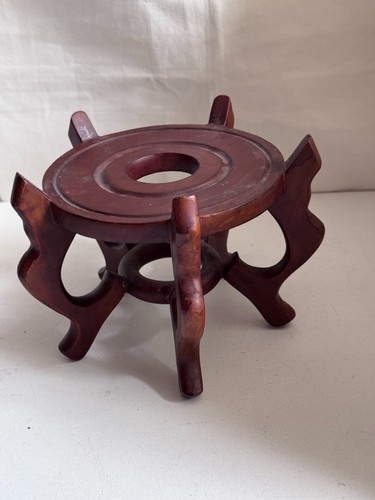 Chinese brown wood round table - chinese,