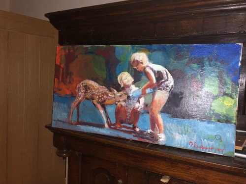 Large oil canvas - oil, on