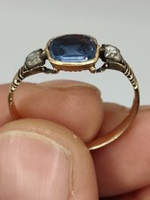 RESERVED Georgian c1760-80 18ct Gold Sapphire Diamond Domed Ring 18th Century