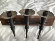 Wrought Iron Wood Mounted Candle Wall Sconce Trio