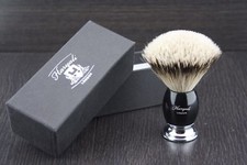 Shaving Brush Silver Tip Badger Hair Brush Black Brass Handle, Gift for Men