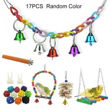 17Pcs Parrot Toys Metal Rope