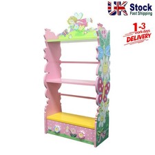 Kids Bookcase Wooden Book Shelf Tidy Playroom Toys Books Storage Organizer Rack