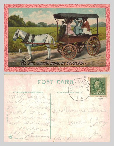 Vintage postcard horse - horse, drawn