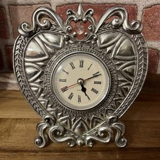 Vintage Desk Clock Silver Tone