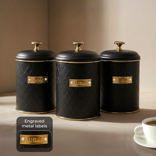 Tea coffee sugar canisters set - tea,