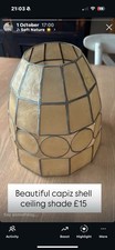 Vintage Capiz Shell pendant lightshade - gold colour trim