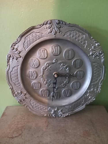 Vintage pewter clock - vintage, clock.