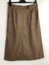 JOSEPH JANARD 12 Pure New Wool Houndstooth Brown A-Line Skirt Work