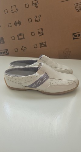 Active white leather slip - leather, slip-on