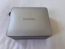 Pandora Silver Leather Zip Around Travel Case Jewelry Box Ring Box with Bracelet
