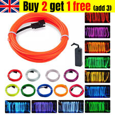 Neon LED Lights Glow EL Wire String Strip Rope Tube Car Interior Battery Powered