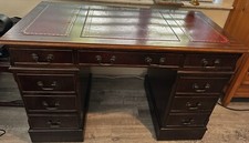 Vintage red leather top captain desk