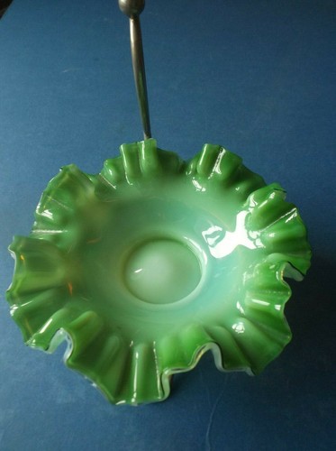 Edwardian green glass dish - edwardian,