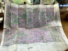 1943 WW2 War Office Pilots Print Map PARIS-REIMS RAF stamped WHITE WALTHAM