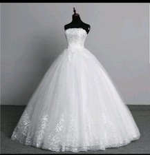 UK ivory Strapless Lace Ball