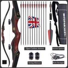 Archery 60" Takedown Recurve Bow Wooden Riser Arrows&Quiver Adult Hunting Target