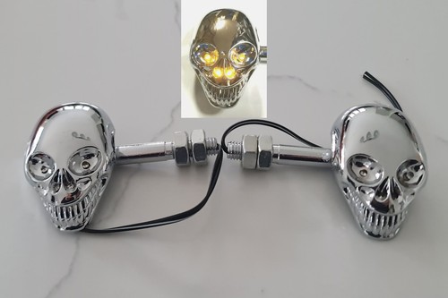 2pcs skull head motorcycle led - skull,