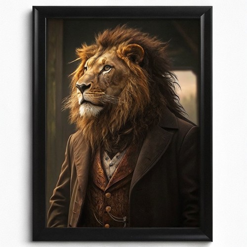 Victorian lion print animal - print,