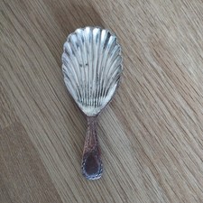 Antique Georgian silver plate on copper Tea Caddy Spoon Bright cut circa 1790 