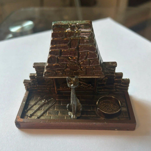 Brass art deco fireplace - brass,