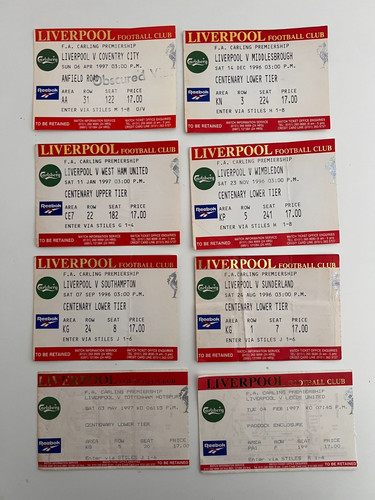 Liverpool home tickets 1996 - home, 1996/97